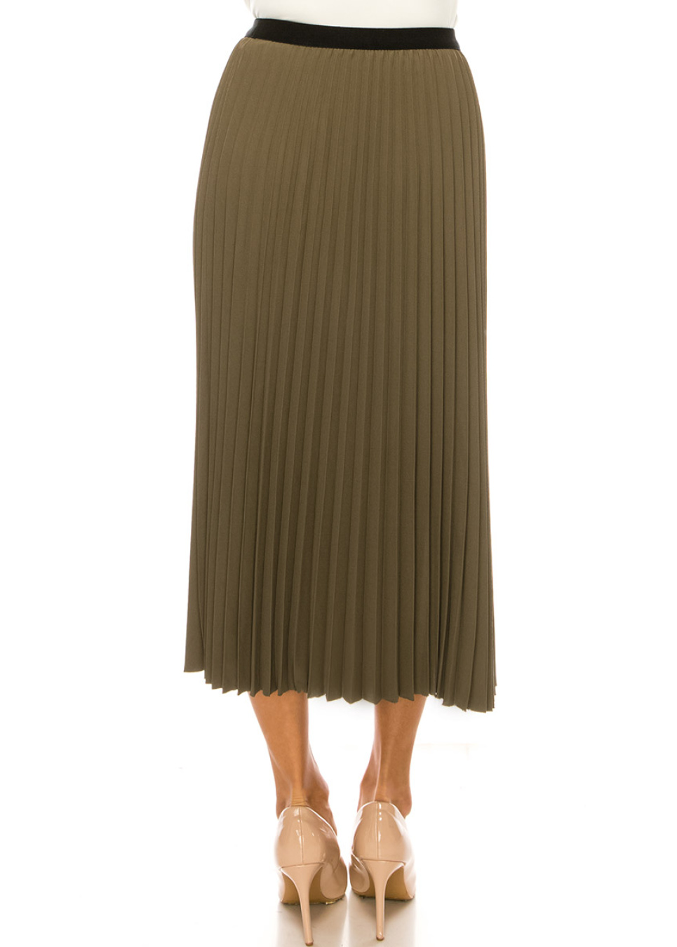Classic Pleated Olive Skirt | Modest Women Clothing - YAL New York